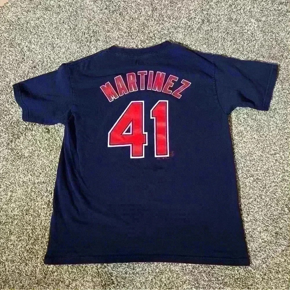 CLEVELAND INDIANS baseball Victor Martinez #41 youth Large T shirt  Jersey 2008 - Picture 7 of 10